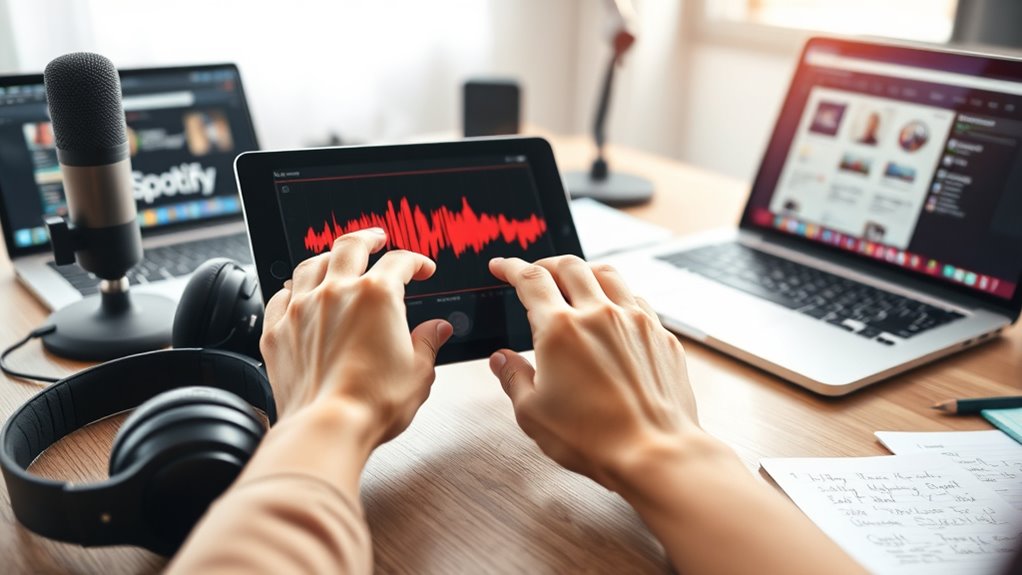 proces tworzenia podcastu na iPadzie